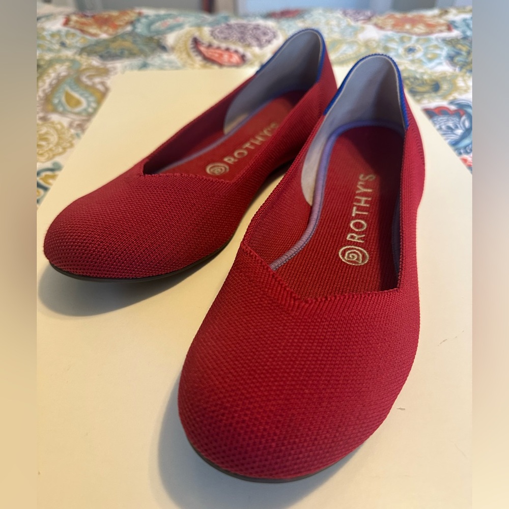 Rothy's The Flat Red Ballet Flat Round Toe Sz 9